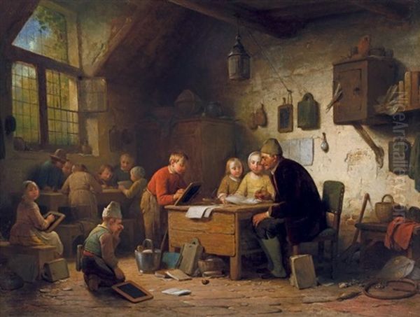 En Classe Oil Painting by Ferdinand de Braekeleer the Elder