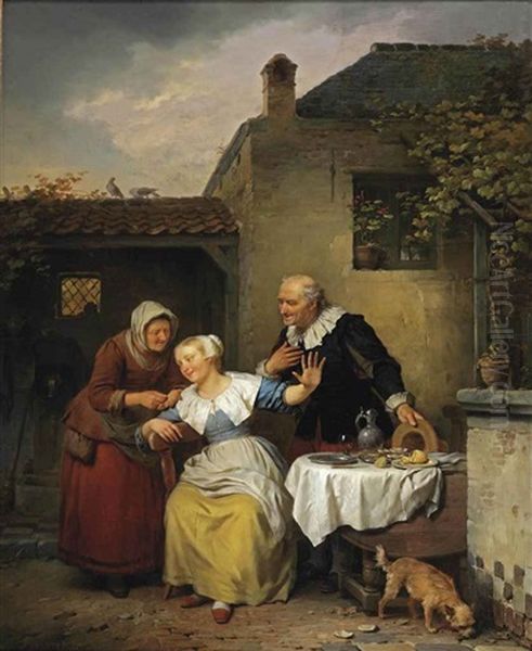 The Proposal Oil Painting by Ferdinand de Braekeleer the Elder