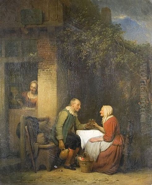 Belauschte Zusammenkunft Oil Painting by Ferdinand de Braekeleer the Elder