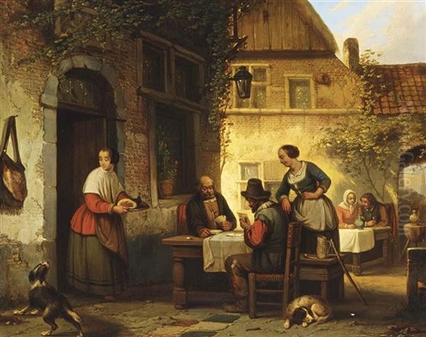 The Card Game Oil Painting by Ferdinand de Braekeleer the Elder