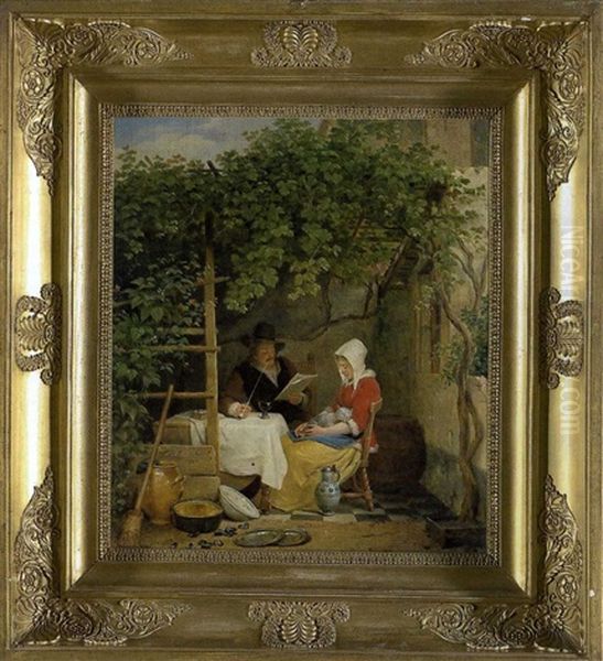 Genusslicher Tagesausklang Unter Der Pergola Oil Painting by Ferdinand de Braekeleer the Elder