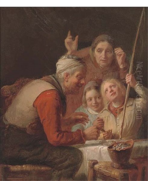 At The Pawnbrokers Oil Painting by Ferdinand de Braekeleer the Elder