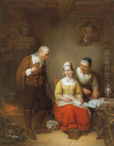 Der Verehrer Oil Painting by Ferdinand de Braekeleer the Elder