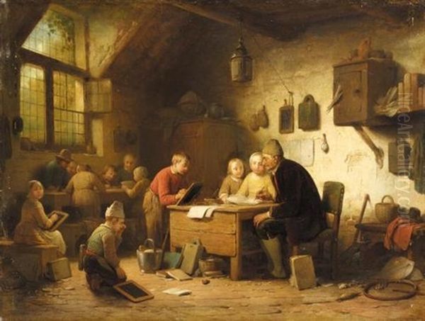 The Classroom Oil Painting by Ferdinand de Braekeleer the Elder