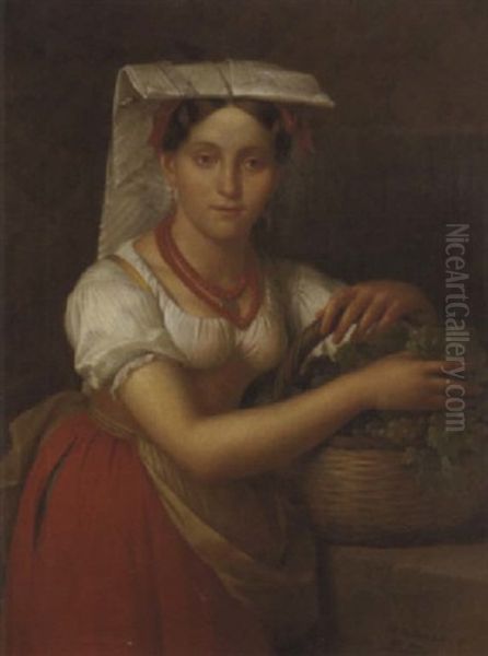 Jeune Marchande De Fruits Romaine Oil Painting by Ferdinand de Braekeleer the Elder