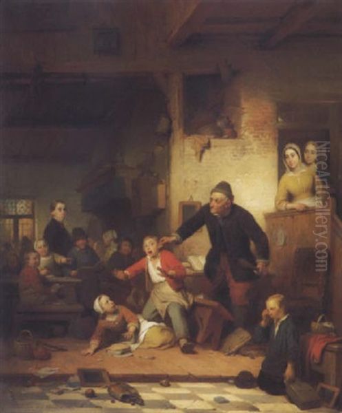 Der Ungezogene Schuljunge Oil Painting by Ferdinand de Braekeleer the Elder