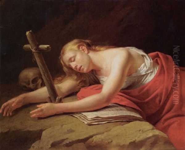 Mary Magdalene In Penitence Oil Painting by Ferdinand de Braekeleer the Elder