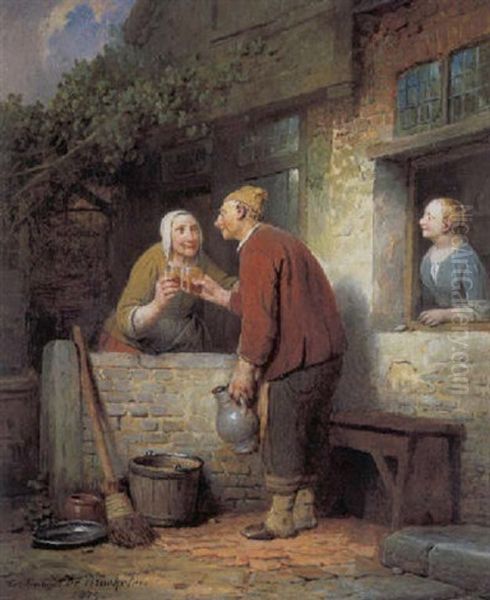 Gezondheid ! Oil Painting by Ferdinand de Braekeleer the Elder