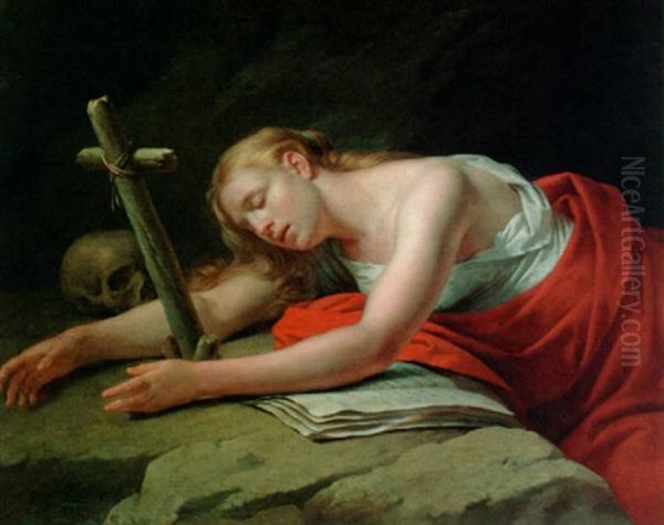 Mary Magdalen In Penitence Oil Painting by Ferdinand de Braekeleer the Elder