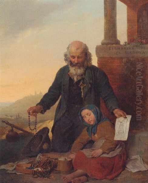 The Rosary Seller, Loreto Oil Painting by Ferdinand de Braekeleer the Elder