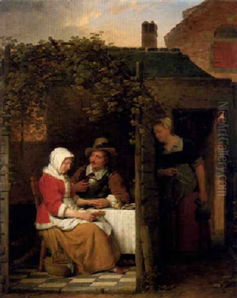 The Eavesdropper Oil Painting by Ferdinand de Braekeleer the Elder