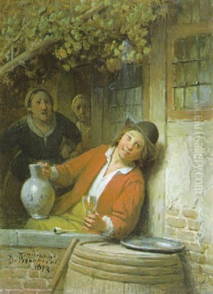 Drinkende Man Oil Painting by Ferdinand de Braekeleer the Elder