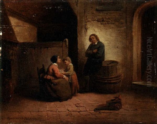 The Reading Lesson Oil Painting by Ferdinand de Braekeleer the Elder