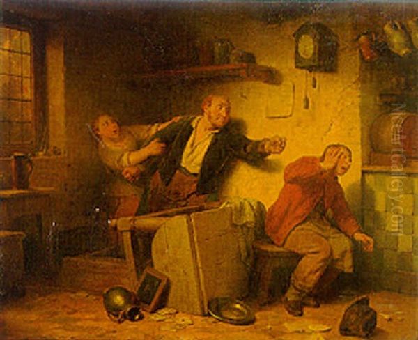 La Dispute Au Jeu De Cartes Oil Painting by Ferdinand de Braekeleer the Elder