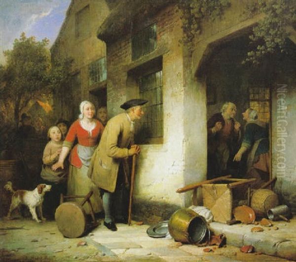 Le Mauvais Menage Oil Painting by Ferdinand de Braekeleer the Elder