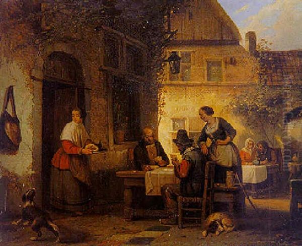 The Card Game Oil Painting by Ferdinand de Braekeleer the Elder