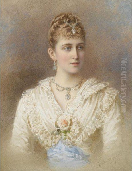 Portrait Of Grand Duchess Elizaveta Fedorovna Oil Painting by Stefan Fedorovich Alexandrovsky