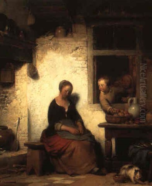 Appeldiefjes Oil Painting by Ferdinand de Braekeleer the Elder