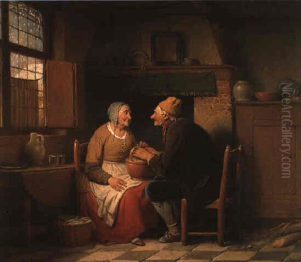 L'hiver Oil Painting by Ferdinand de Braekeleer the Elder