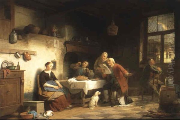 Interieur Avec Personnages Oil Painting by Ferdinand de Braekeleer the Elder