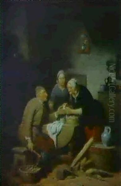 Le Coupeur De Bois Malhabile Oil Painting by Ferdinand de Braekeleer the Elder