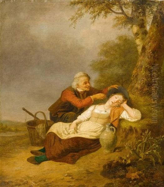 Der Dieb Und Die Schlafende Junge Frau Oil Painting by Ferdinand de Braekeleer the Younger