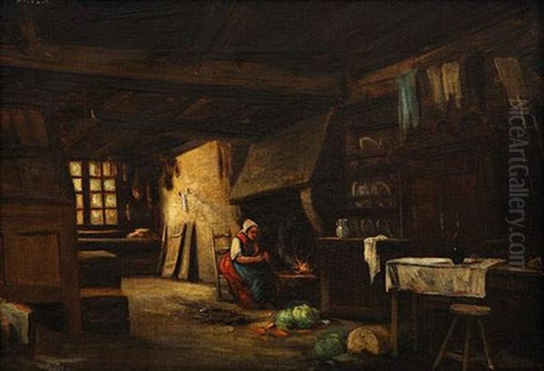 La Cuisiniere Oil Painting by Ferdinand de Braekeleer the Younger