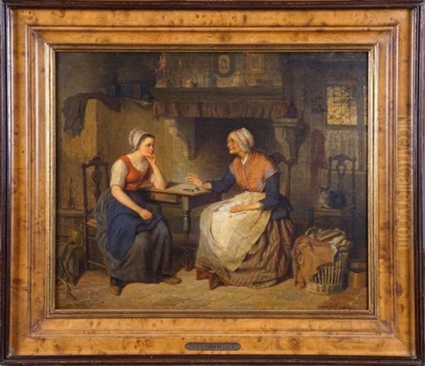 La Discussion Oil Painting by Adrien Ferdinand de Braekeleer