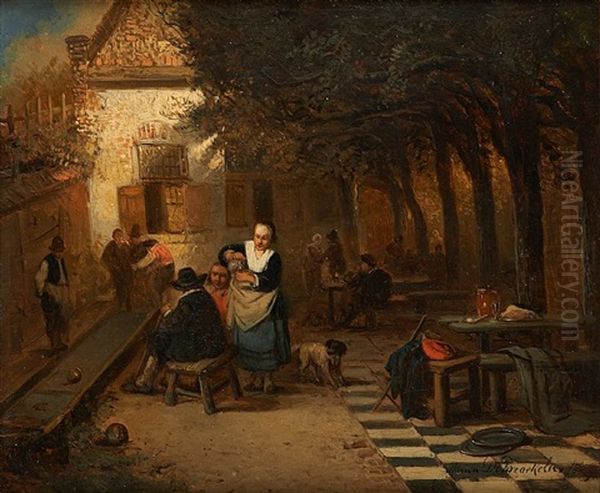 Jeu De Boules En Terrasse Oil Painting by Adrien Ferdinand de Braekeleer