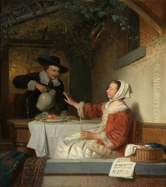 Der Umtrunk Oil Painting by Adrien Ferdinand de Braekeleer