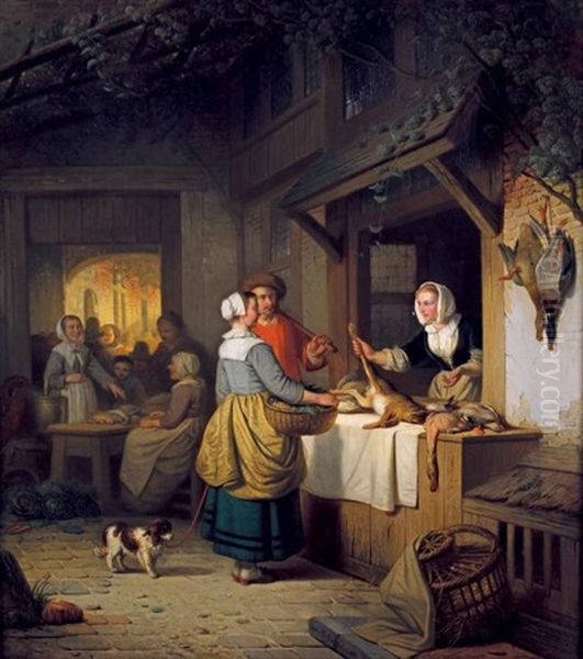 La Plumaison Oil Painting by Adrien Ferdinand de Braekeleer