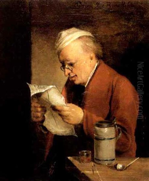 Lesender Mann Oil Painting by Adrien Ferdinand de Braekeleer