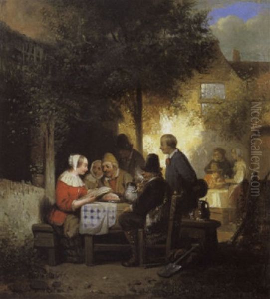 Buitenherberg Oil Painting by Adrien Ferdinand de Braekeleer