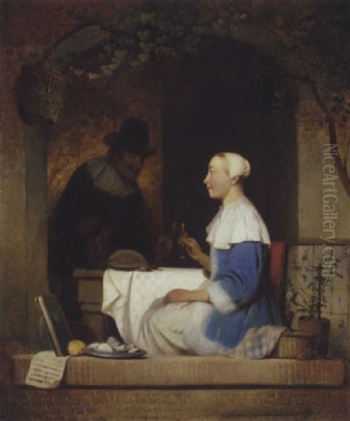 An Amourous Ambition Oil Painting by Adrien Ferdinand de Braekeleer