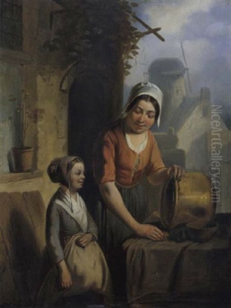 Hausliche Szene Oil Painting by Adrien Ferdinand de Braekeleer