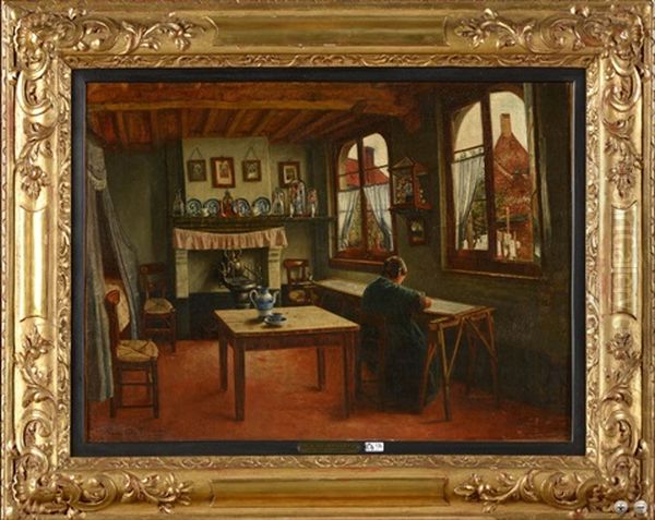 Dentelliere Dans Un Interieur Oil Painting by Henri de Braekeleer