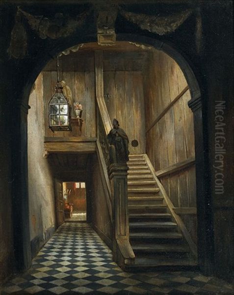 Vestibule De La Maison Du Peintre (?) Oil Painting by Henri de Braekeleer