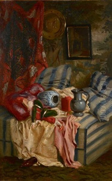 Nature Morte Sur Un Entablement Oil Painting by Henri de Braekeleer