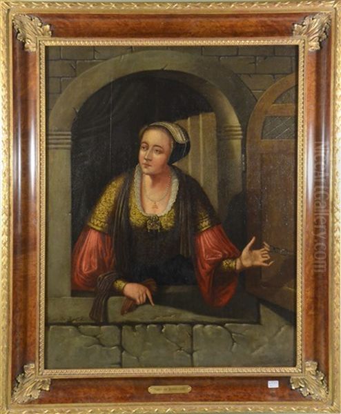 Jeune Femme Noble A La Fenetre Oil Painting by Henri de Braekeleer