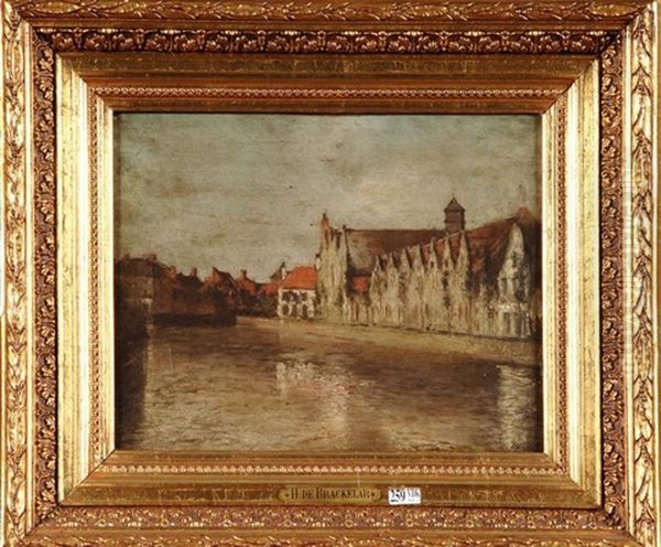 Quai De La Poterie A Bruges Oil Painting by Henri de Braekeleer