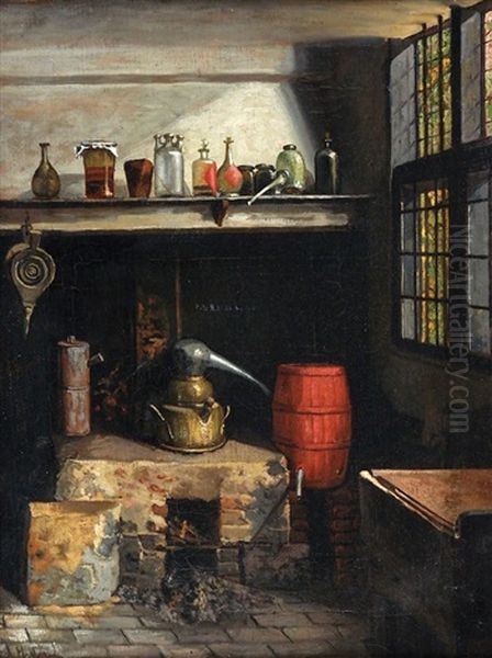 Interior Oil Painting by Henri de Braekeleer