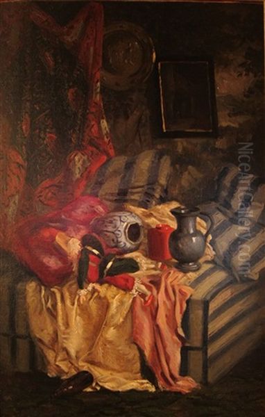 Nature Morte Sur Un Entablement Oil Painting by Henri de Braekeleer