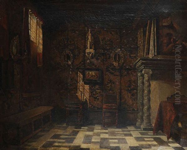 L'interieur De La Maison Des Brasseurs D'anvers Oil Painting by Henri de Braekeleer