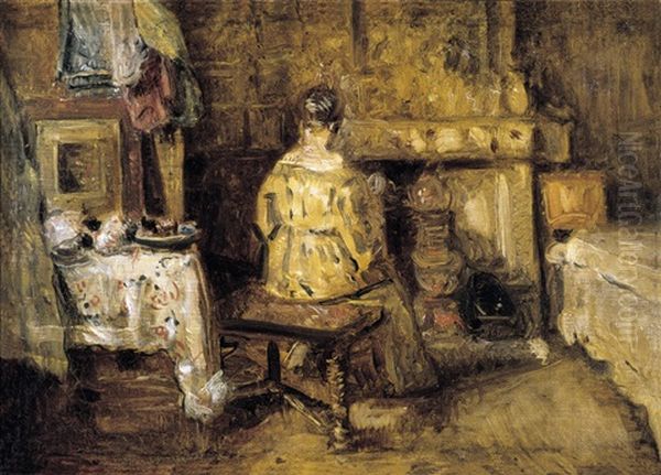 Zittende Vrouw In Een Interieur Oil Painting by Henri de Braekeleer