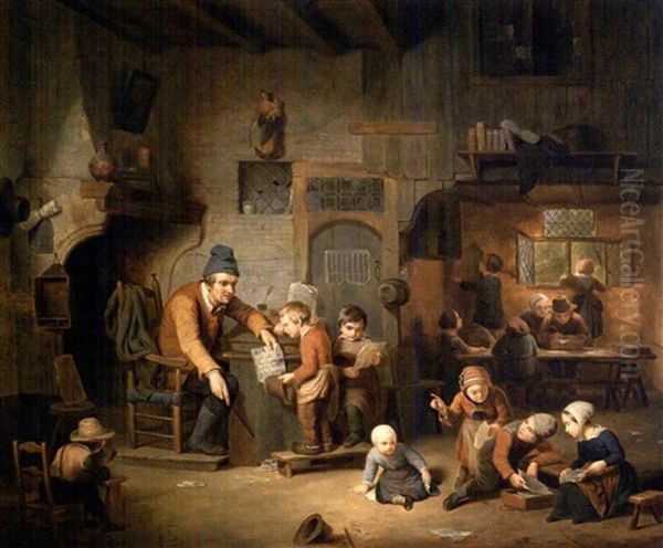 Die Schulstunde Oil Painting by Henri de Braekeleer