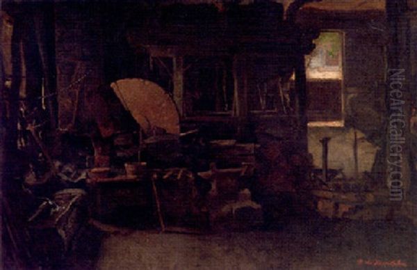 Interior Of A Workshop Oil Painting by Henri de Braekeleer