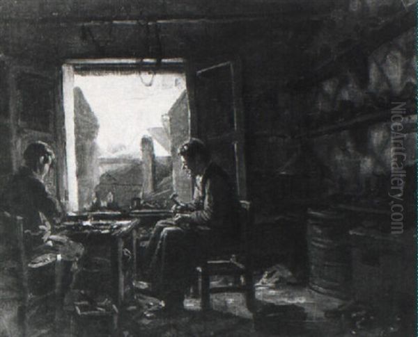 In Der Schusterwerkstatt Oil Painting by Henri de Braekeleer