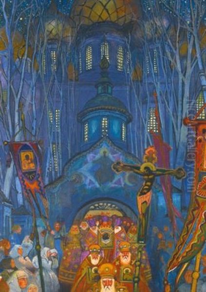 Easter Night Oil Painting by Leonid Brailowski