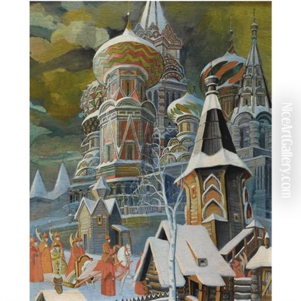 St. Basil's Cathedral Oil Painting by Leonid Brailowski