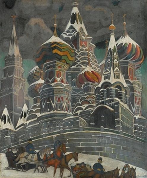 St. Basil's Cathedral, Moscow (collab. W/rimma Nikitichna Brailowski) Oil Painting by Leonid Brailowski